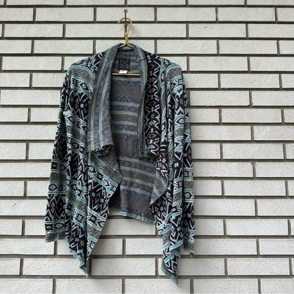 Billabong Show Me Waves Southwestern Drape Cardigan Cotton Blend S Festival Boho